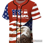 Patriotic Eagle American Flag Baseball Jersey Tee for Men & Women - USA Spirit