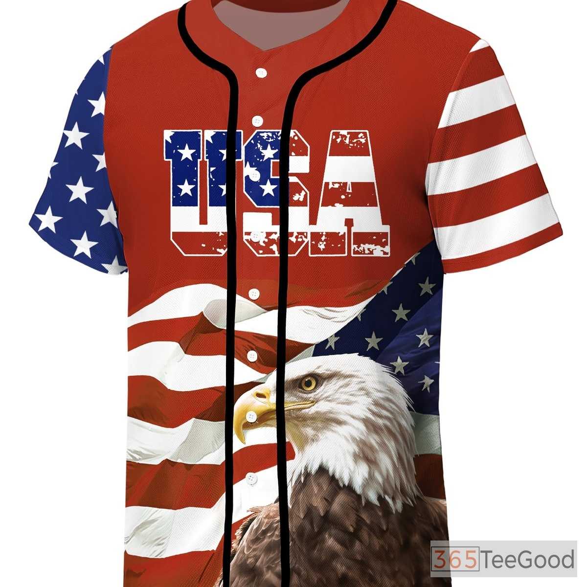 Patriotic Eagle American Flag Baseball Jersey Tee for Men & Women - USA Spirit