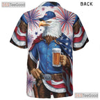 Patriotic Eagle American Flag Fireworks Hawaiian Shirt Unisex Party Outfit
