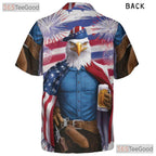 Patriotic Flag Beer Mug Fireworks USA Eagle Hawaiian Tee Unisex Party Outfit
