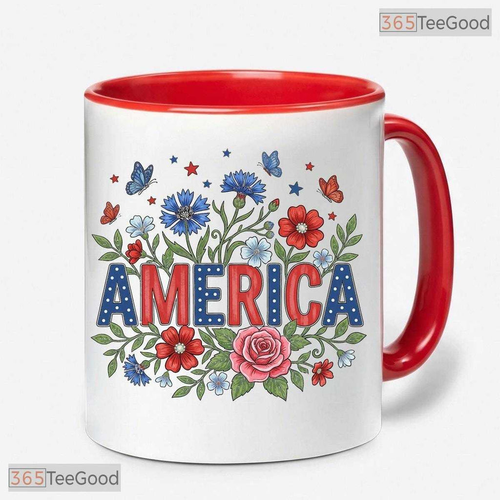 Patriotic Floral America 250th Anniversary Mug - Floral Semiquincentennial Accent Mug