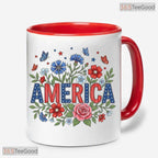 Patriotic Floral America 250th Anniversary Mug - Floral Semiquincentennial Accent Mug