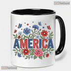 Patriotic Floral America 250th Anniversary Mug - Floral Semiquincentennial Accent Mug