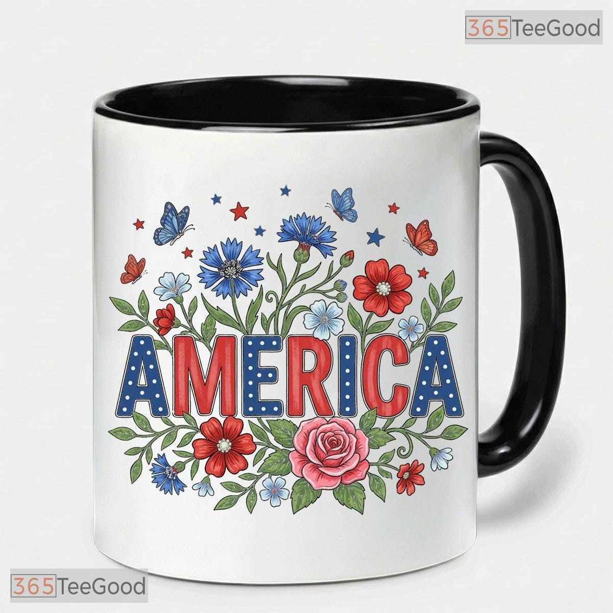 Patriotic Floral America 250th Anniversary Mug - Floral Semiquincentennial Accent Mug