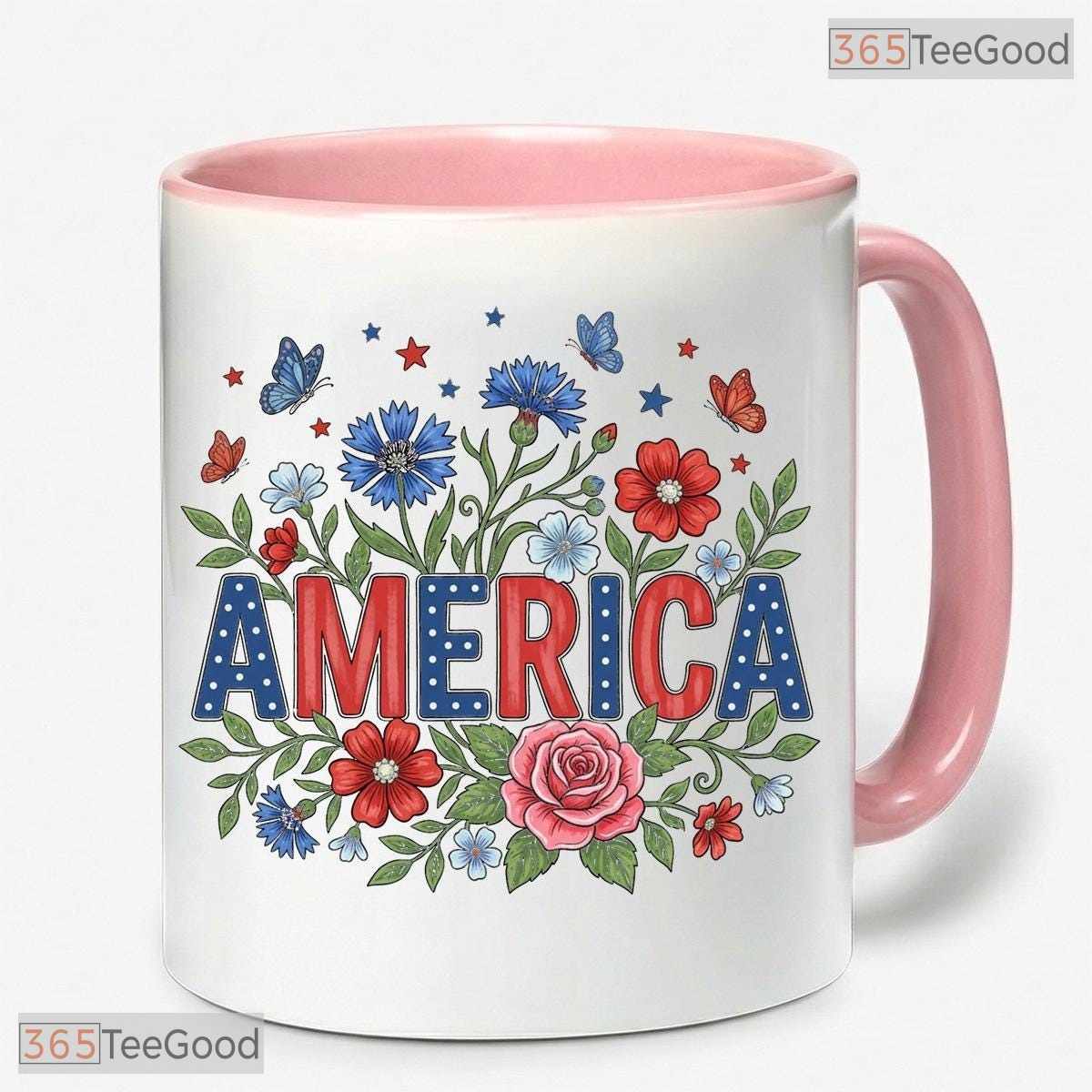 Patriotic Floral America 250th Anniversary Mug - Floral Semiquincentennial Accent Mug