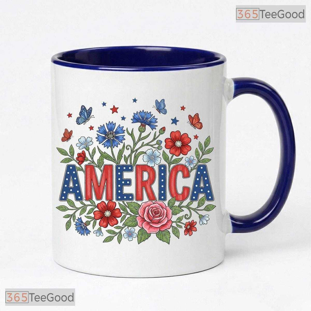 Patriotic Floral America 250th Anniversary Mug - Floral Semiquincentennial Accent Mug