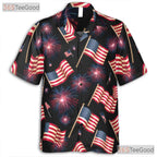 Patriotic Fourth Of July Fireworks USA Flag Hawaiian Tee Unisex Summer Outfit