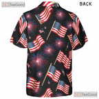 Patriotic Fourth Of July Fireworks USA Flag Hawaiian Tee Unisex Summer Outfit