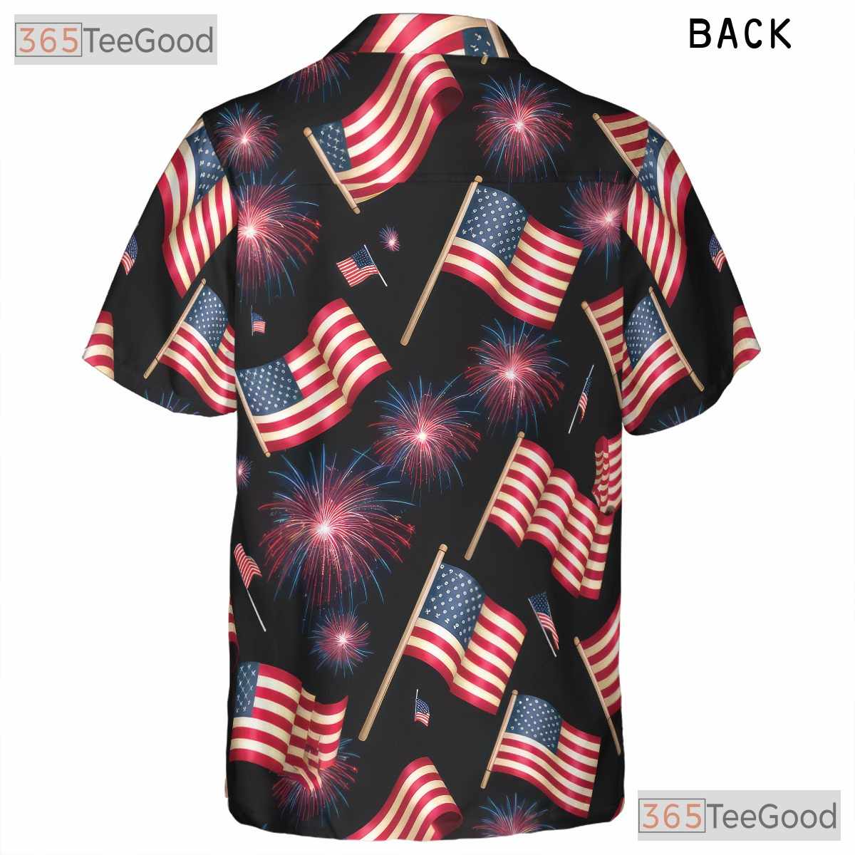 Patriotic Fourth Of July Fireworks USA Flag Hawaiian Tee Unisex Summer Outfit