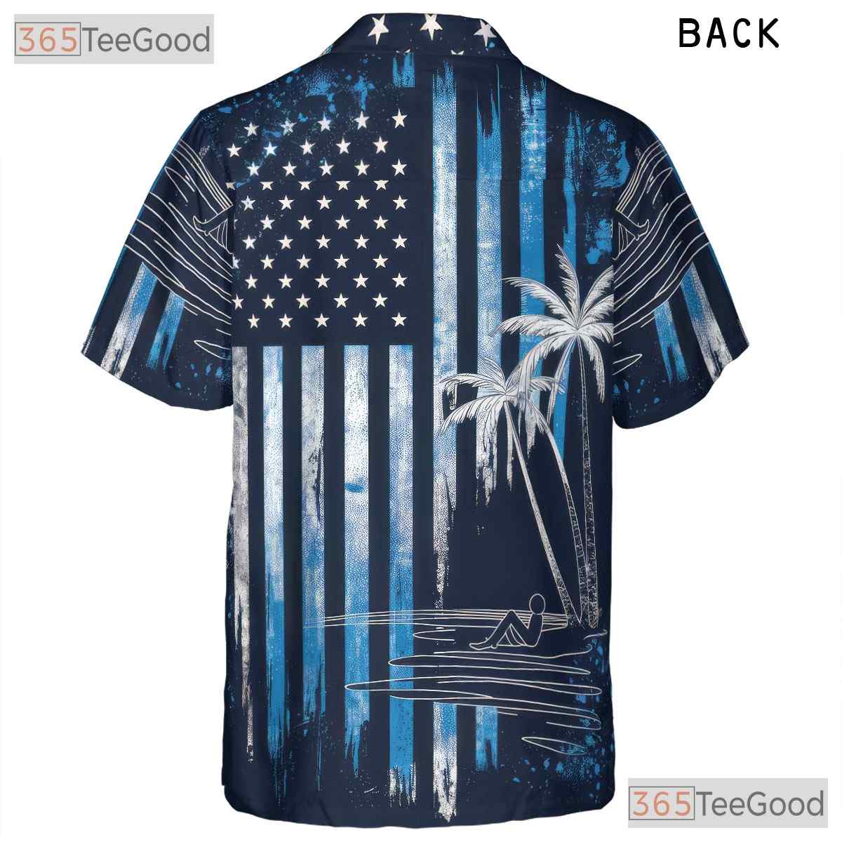 Patriotic USA American Flag Palm Tree Beach Print Hawaiian Shirt Unisex Top