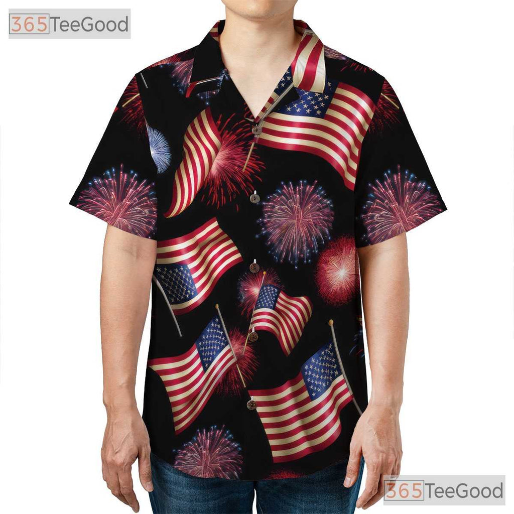 Patriotic USA Flag Fourth Of July Aloha Hawaiian Shirt Men Women Party Outfit