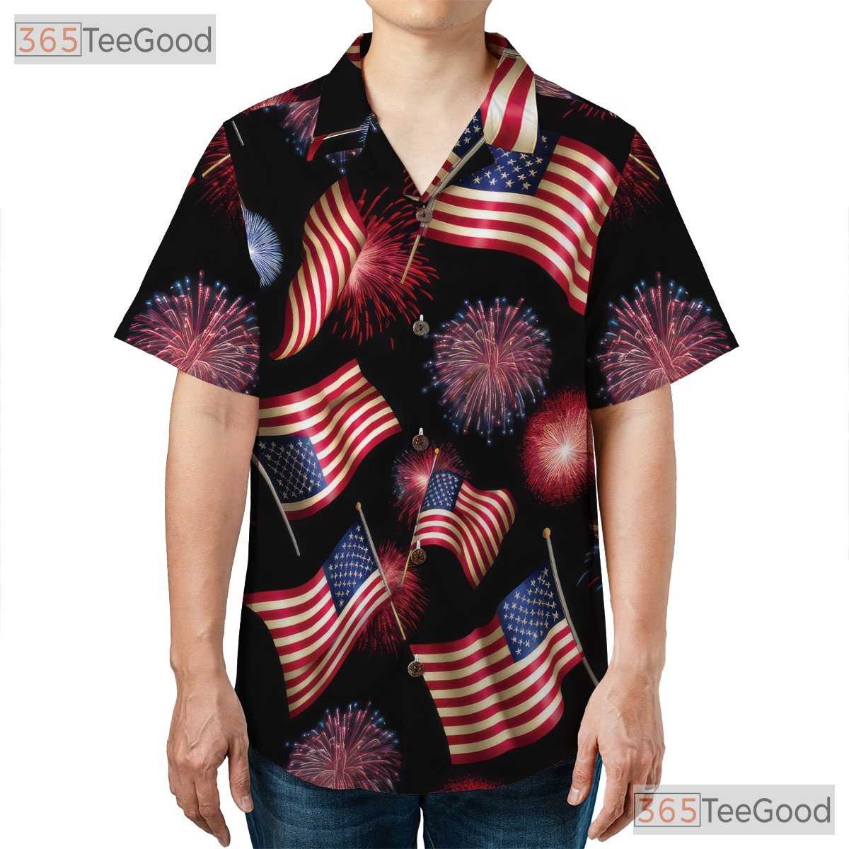 Patriotic USA Flag Fourth Of July Aloha Hawaiian Shirt Men Women Party Outfit