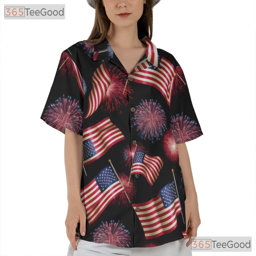 Patriotic USA Flag Fourth Of July Aloha Hawaiian Shirt Men Women Party Outfit