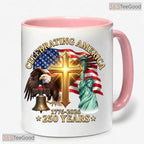 Patriotic USA 250th Anniversary Accent Mug - 4th of July Independence Day Ceramic Mug