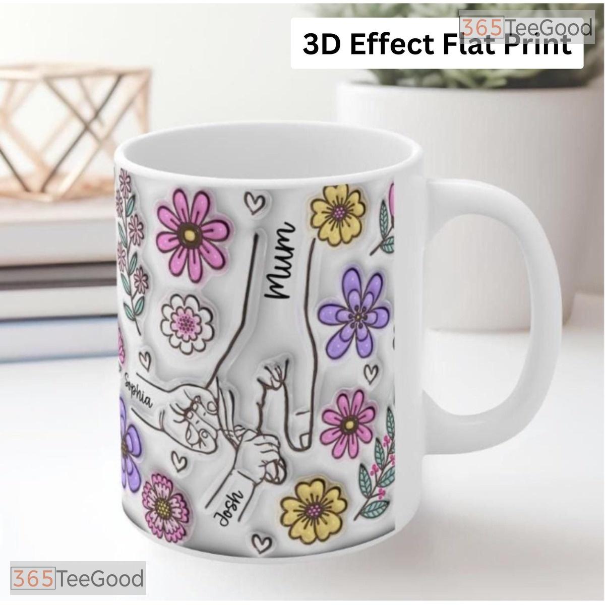 Personalized 3D Inflated Effect Hold Our Hands Mug - Custom Mother's Day Gift Ceramic Cup