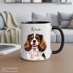 Personalized Watercolor Pet Portrait Mug - Custom Dog or Cat Memorial Ceramic Accent Mug