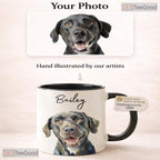 Personalized Watercolor Pet Portrait Mug - Custom Dog or Cat Memorial Ceramic Accent Mug