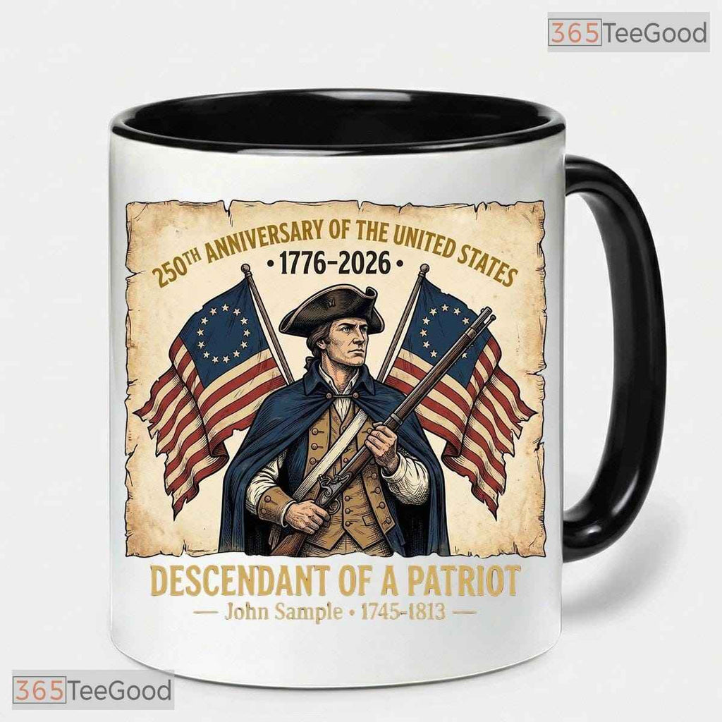 Custom 250th Anniversary Descendant Mug - Patriotic 1776-2026 USA Heritage Accent Mug