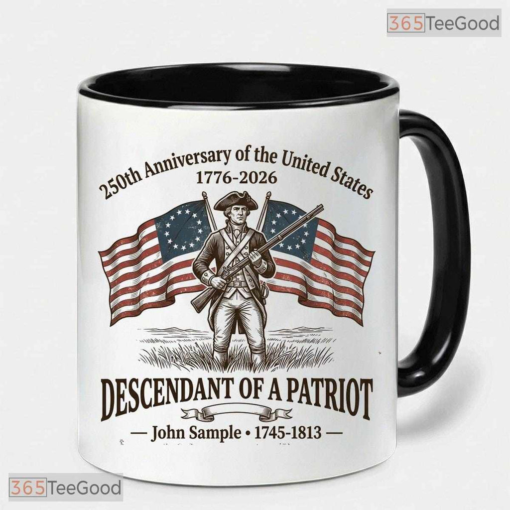 Personalized Descendant of a Patriot Accent Mug - 1776-2026 USA Independence Day Mug