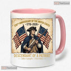Custom 250th Anniversary Descendant Mug - Patriotic 1776-2026 USA Heritage Accent Mug