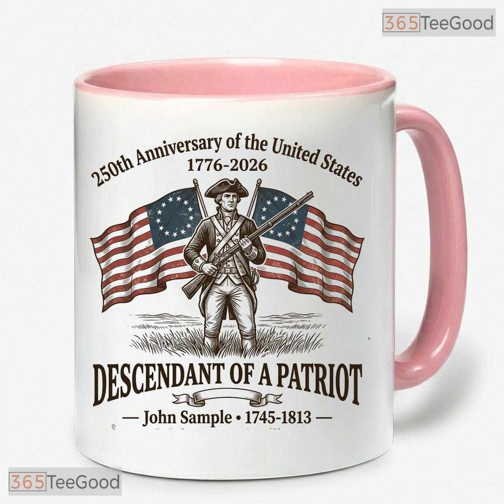 Personalized Descendant of a Patriot Accent Mug - 1776-2026 USA Independence Day Mug