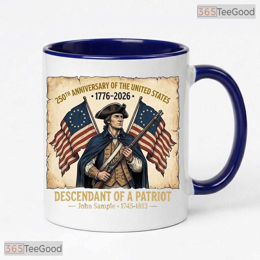 Custom 250th Anniversary Descendant Mug - Patriotic 1776-2026 USA Heritage Accent Mug