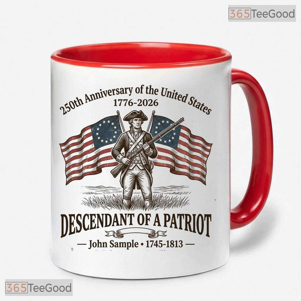 Personalized Descendant of a Patriot Accent Mug - 1776-2026 USA Independence Day Mug