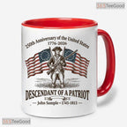 Personalized Descendant of a Patriot Accent Mug - 1776-2026 USA Independence Day Mug