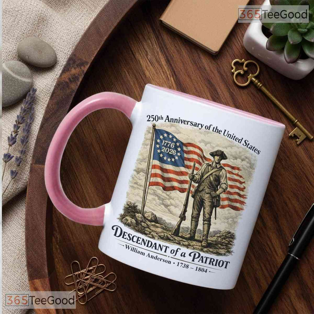 Personalized Descendant of a Patriot Mug - United States 250th Anniversary Accent Mug