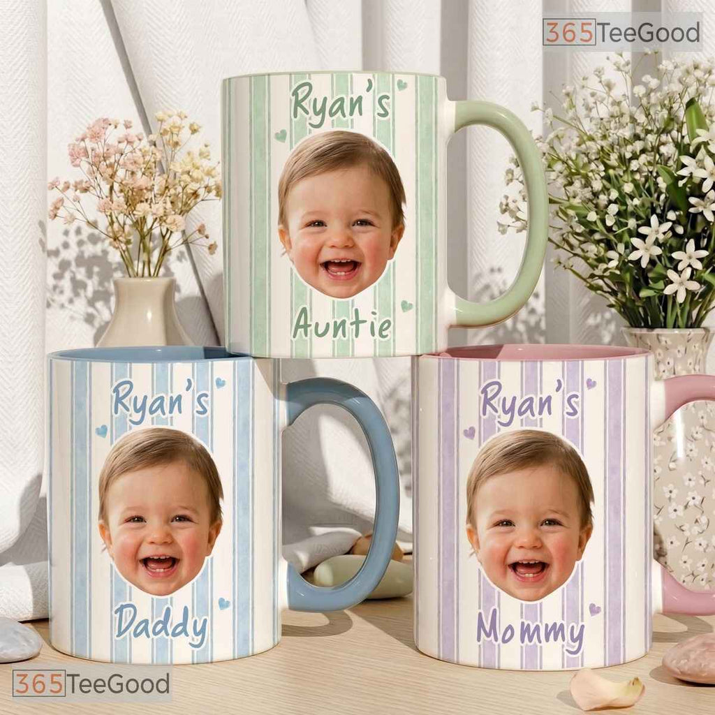 Personalized Baby Face Kids Photo New Parents Gift Colorful Ceramic Accent Coffee Mug