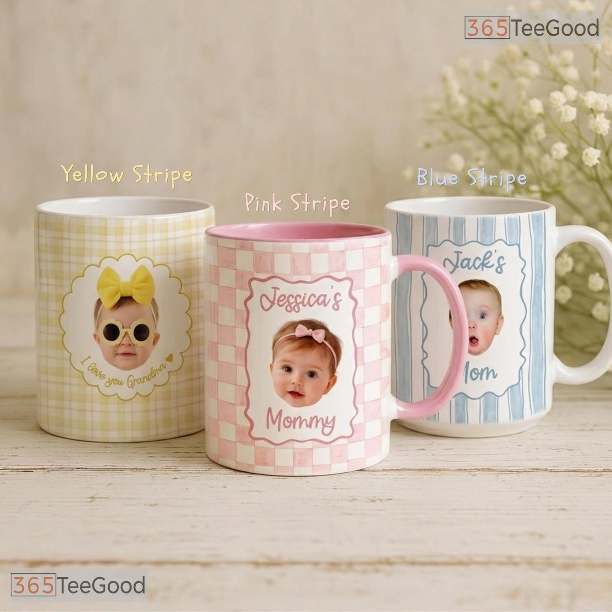 Personalized Baby Face New Mom Grandma Father's Day Gift Colorful Ceramic Accent Mug