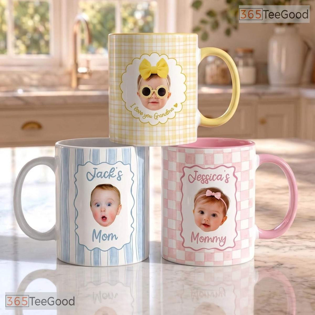 Personalized Baby Face New Mom Grandma Father's Day Gift Colorful Ceramic Accent Mug