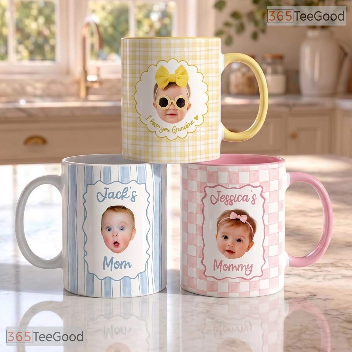 Personalized Baby Face New Mom Grandma Father's Day Gift Colorful Ceramic Accent Mug
