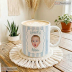 Custom Baby Face Photo Stripe Mother's Day Gift For Mom And Grandma Ceramic Accent Mug
