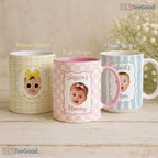 Custom Baby Face Photo Stripe Mother's Day Gift For Mom And Grandma Ceramic Accent Mug
