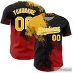 Personalized Baseball Jersey Tee - Stitched Name & Number in Black, Red, or Yellow