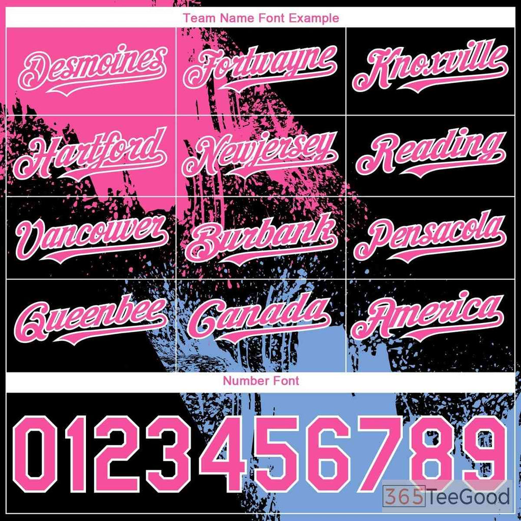 Personalized Baseball Jersey Tee - Stitched Name & Number in Black, Blue, Pink