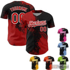 Personalized Black & Red Baseball Jersey Tee - Custom Stitched Name & Number