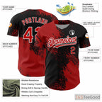 Personalized Black & Red Baseball Jersey Tee - Custom Stitched Name & Number