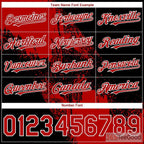 Personalized Black & Red Baseball Jersey Tee - Custom Stitched Name & Number