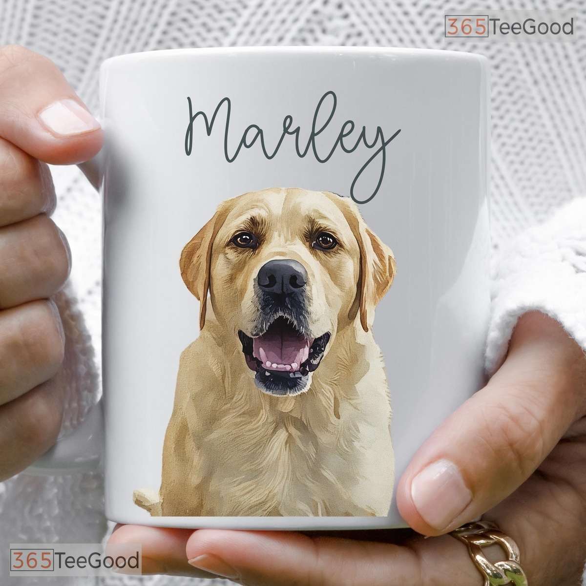 Personalized Dog Portrait Accent Mug - Custom Pet Grandmother Present Ceramic Coffee Cup