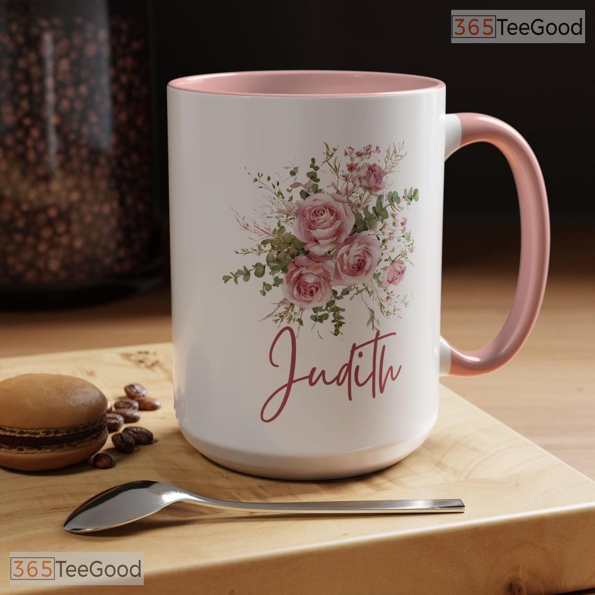 Personalized Custom Name Floral Mug - Botanical Aesthetic Tea Cup Ceramic Accent Mug