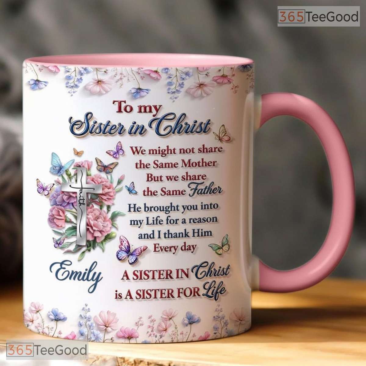 Personalized Grace Sister In Christ Mug - Custom Name Christian Birth Month Accent Mug
