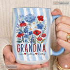 Custom Grandma Nana Gigi Mimi Floral Patriotic Gift Colorful Ceramic Accent Coffee Mug