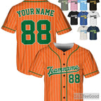 Personalized Green & Orange Baseball Jersey with Custom Stitched Name & Number
