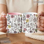 Personalized Mom Mug With Kids Names - Custom Floral Mother's Day Ceramic Accent Mug