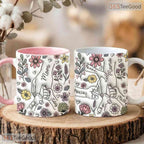 Personalized Mom Mug With Kids Names - Custom Floral Mother's Day Ceramic Accent Mug