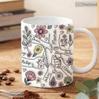 Personalized Mom Mug With Kids Names - Custom Floral Mother's Day Ceramic Accent Mug