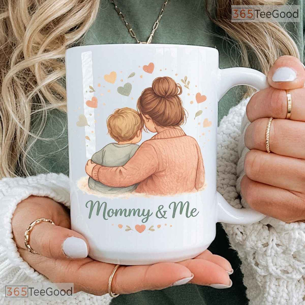 Personalized Mommy And Me Gift From Child Cute Illustration Colorful Ceramic Accent Mug