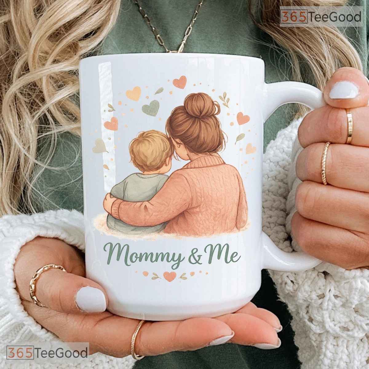 Personalized Mommy And Me Gift From Child Cute Illustration Colorful Ceramic Accent Mug